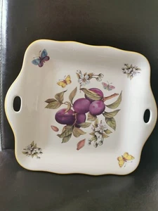 Prinknash Pottery Abbeyfruits Ornamental Tray with Plums and Butterflies,Lovely. - Picture 1 of 12