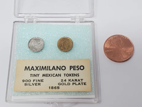 RARE!!! 1865 Mexican Empire of Maximilian Set of Micro Gold Coins 0.5g Cover