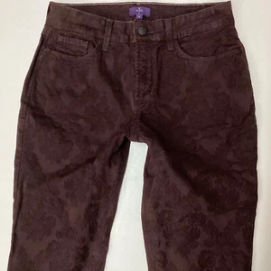 Ladies NYDJ JEGGING Burgundy Paisley Print Skinny Jeans Size 10 W28 L32 (414F) - Picture 1 of 8
