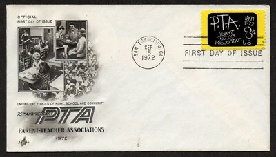USA, SCOTT # 1463, ARTCRAFT FDC COVER - PTA PARENT-TEACHER ASSOCIATIONS 1972 - Image 1 of 2