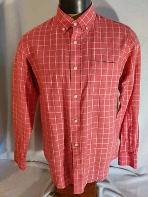 Hombres Banana Republic Lino Algodón Alves Informal Coral Rojo Cuadros Camisa de Vestir L Nueva sin Etiquetas Foto 1 de 4