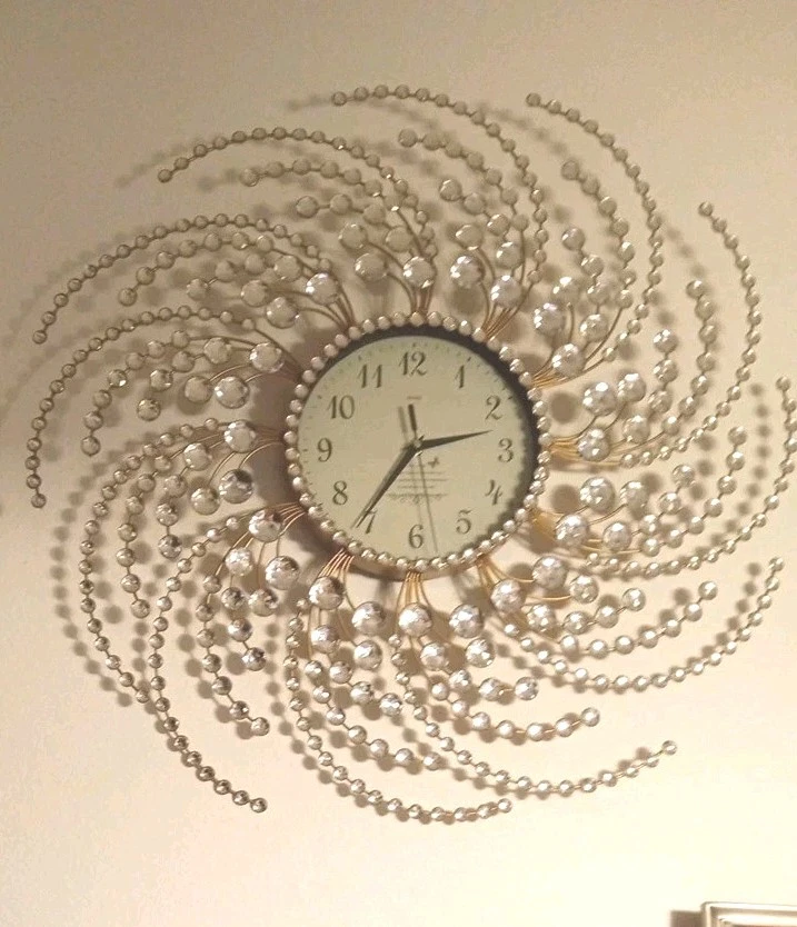 Media Sunburst Crystal Wall Clock. Silent Quartz Movement, Custom Poem On Face - Image 1 of 4