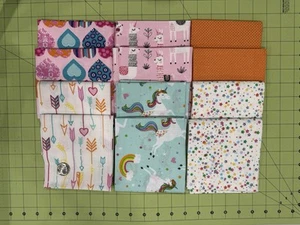 Lot Of 12 ~ Fabric fat quarter bundle ~ Colorful - Picture 1 of 3