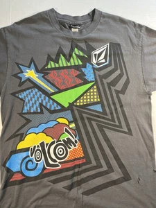 VINTAGE Volcom Colorblock T Shirt Y2K Skateboard Streetwear Punk AOP Y2K Skater - Picture 1 of 8