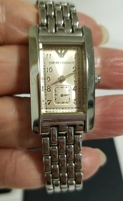 Emporio Armani Quartz Wrist Watch Analog AR0107 Solid Stainless Steel Beige Face - Image 1 of 4