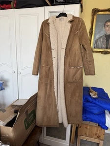 M&S Faux Fur Honey Sheepskin Style Long Coat . - Picture 1 of 3