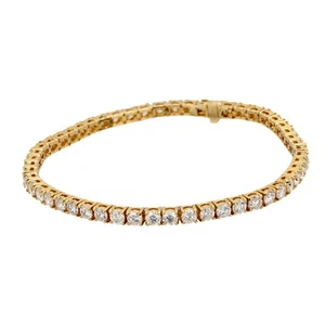 6.89 carat total weight diamond 14k yellow gold tennis bracelet - Picture 1 of 4
