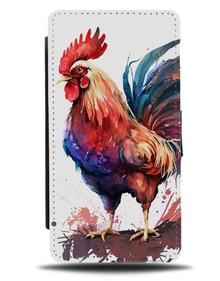 Cockerel Watercolour Picture Flip Wallet Case Chicken Rooster Roosters Q985 - Image 1 of 3