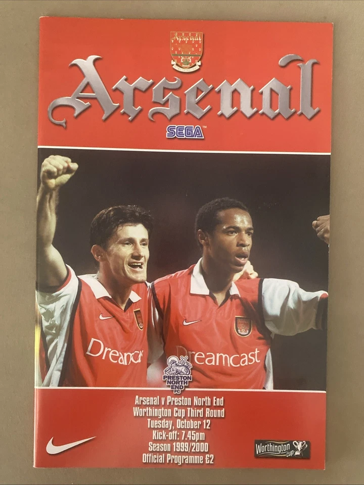 APSENAL V PRESTON NORTH END 1999-2000 LEAGUE CUP PROGRAMME - Image 1 of 4
