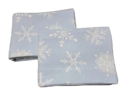 Комплект из 2 светло-голубых фланелевых наволочек белые снежинки.  Стандарт 20 X 29 - Изображение 1 из 4