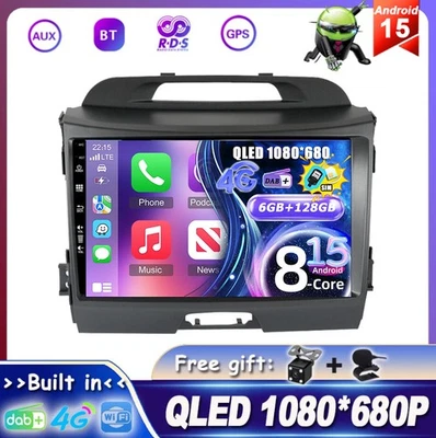 Für KIA Sportage 3 2010-16 Android 15 Autoradio DAB+ GPS Navi QLED CarPlay 128GB - Bild 1 von 4