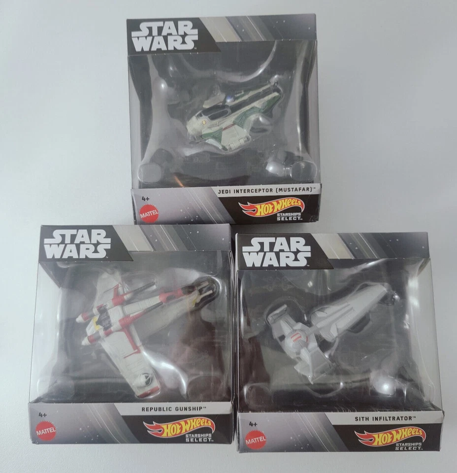 LOT 3 - Hot Wheels Star Wars Starship Select SITH & JEDI INFILTR + REPUB GSHIP - Image 1 of 1