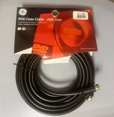 RG6 Coax Cable (26-Foot) Black Cable for TV/Cable/Satellite/DVR/VCR - FREE SHIP! - Image 1 of 4