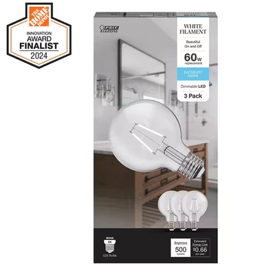60-Watt Equivalent G25 Globe Dimmable White Filament Clear Glass E26 LED Vintage - Image 1 of 4