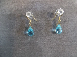 1 paio di pendenti unici a forma di goccia blu acqua in vetro 0,75" - Foto 1 di 6