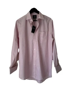 NWT Savile Row Men’s Red/white Check Classic Fit Long Sleeve Shirt 15.5” 39cm - Picture 1 of 13
