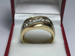 1.25 Ct Round Cut Diamond Mens Engagement Wedding Ring 14K Yellow Gold Finish - Picture 1 of 4