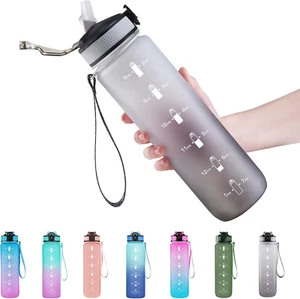 32 Oz Water Bottle with Time Marker, Carry Strap, Leak-Proof Tritan Bpa-Free - Picture 1 of 12