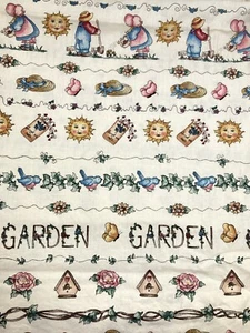 Marcus Brothers Textiles Fabric D. Marcum Garden Seeds Birds Directional 2Y - Picture 1 of 3
