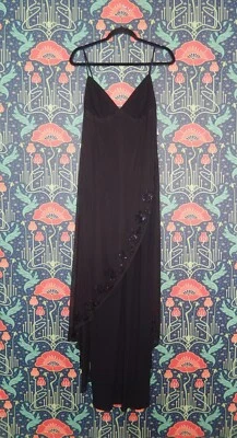 Vintage Y2K Black Whimsigoth Beaded Mesh Hoco Prom Cocktail Jumpsuit Dress - Image 1 of 4