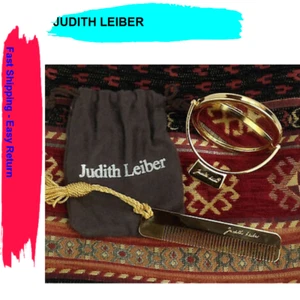 Italia JUDITH LEIBER Juego de Peine Espejo Grande Dorado en Bolsa Original, 2.5" Di - Imagen 1 de 9