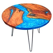 Epoxy Resin Solid Wood Coffee Table (23" Diameter, 18" Height) - Unique Handmade