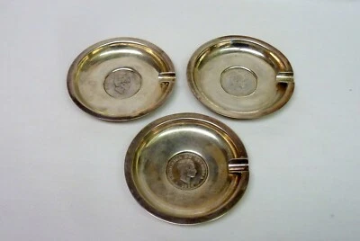 Juego De Colección De 3 Ceniceros Colombinos 90% Plata Moneda I-3444 Foto 1 de 4