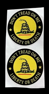 New Pair Of Don’t Tread On Me Liberty Or Death Stickers Decals 2”x2” - Bild 1 von 1