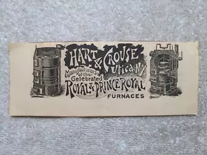 Anuncio impreso victoriano Hart & Crouse Prince Royal Furnaces Utica NY 1894 1890 D1 - Imagen 1 de 2