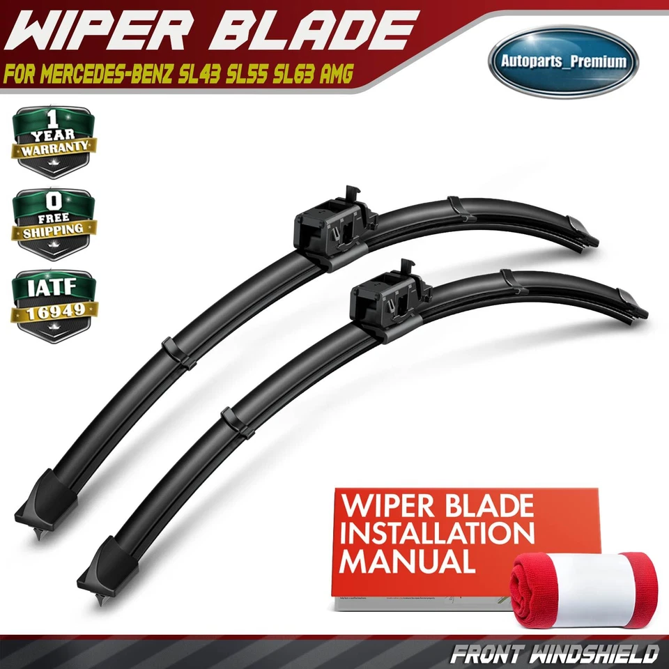 2x Front 20" & 22" Windshield Wiper Blades for Mercedes-Benz SL43 SL55 SL63 AMG - Image 1 of 4