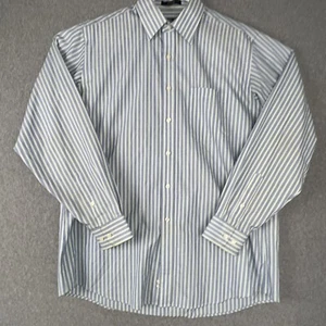Men's Kirkland Signature No-Iron Long Sleeve Shirt Blue/Green Stripe 16 1/2-35 - Picture 1 of 11