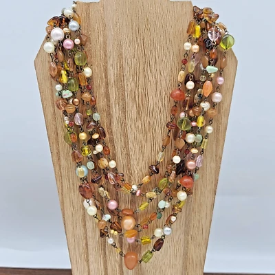 Collar Lia Sophia BEAUMONT 16-19" cuentas de resina y perlas de agua dulce latón antiguo Foto 1 de 4