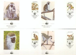 Saint Kitts 1986  ☀ W.W.F. - Fauna Monkeys ☀ 4x FDC - Picture 1 of 1