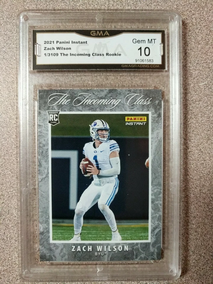 2021 ZACH WILSON PANINI INCOMING CLASS ROOKIE CARD GMA 10 JETS 1/3108! RC - Image 1 of 2