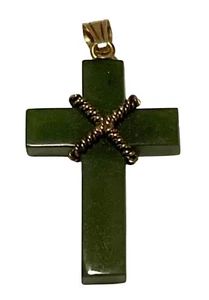 Vintage Cross Pendant Canadian Nephrite Jade - Picture 1 of 9