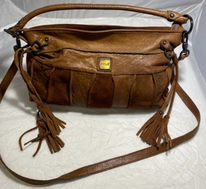 Innue Italian Brown Leather And Suede Tassel Crossbody Boho Handbag - Very Cool - Picture 1 of 11