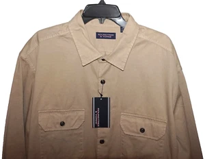 Camisa de sarga de algodón de manga larga para hombre de Roundtree Yorke XXL caqui nueva con etiquetas - Imagen 1 de 4