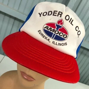 Amoco Yoder Oil Co Eureka Illinois Mesh Trucker Full Foam VTG Snapback Cap - Picture 1 of 6