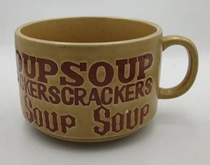 Vintage 1970’s Soup & Crackers Stoneware Tan Soup Mug Japan - Picture 1 of 6