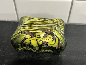 Murano Weil Art Glas Schmuck Box grün Aventurin, Gold, schwarz MCM UV Leuchten! - Bild 1 von 13