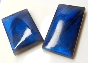 95.30 Ct 100% Natural Blue Flashy Labradorite Octagon Cabochon Gemstone Lot SQ34 - Picture 1 of 4