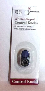 Radio Shack #274-403 Pkg 2 Control Knobs 1/2" Blue Capped 1/4" Shafts NEW - Picture 1 of 1