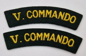 Original British Army 5th V Commando Embroidered Cloth Shoulder Title Pair - Picture 1 of 6