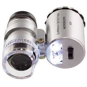 Pocket Eye Microscope 60x LED Light Magnifying Jewelry Loop Coins Magnifier - Picture 1 of 10