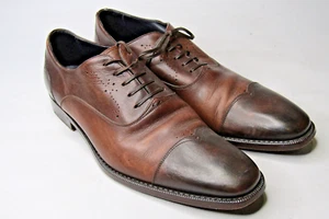 Ermenegildo Zegna Couture Captoe Dress Shoes Brown Leather Derby Oxfords Sz 10 - Picture 1 of 8