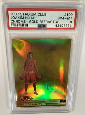 Joakim Noah 2007 Stadium Club Chrome Gold Rookie Refractor #65/99 PSA 8 RC Bulls - Image 1 of 4
