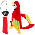  Red Plastic Pirate Parrot Prop Set Plush on Shoulder Stuffed Animal