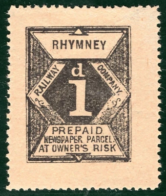 GB Wales RHYMNEY RAILWAY Newspaper Parcel Stamp 1d Mint MM{samwells}WHB75 - Image 1 of 4
