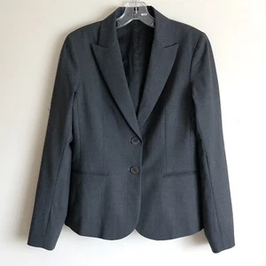Theory Women's Nichelle Dark grey Wool Blend Two-Button Closure Blazer Size 8 - Picture 1 of 8