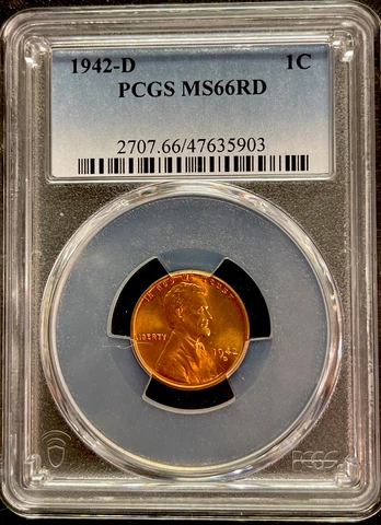 1942-D LINCOLN WHEAT CENT PENNY PCGS MS 66 RD WWII ERA COIN ENN COIN & CARDS Cover
